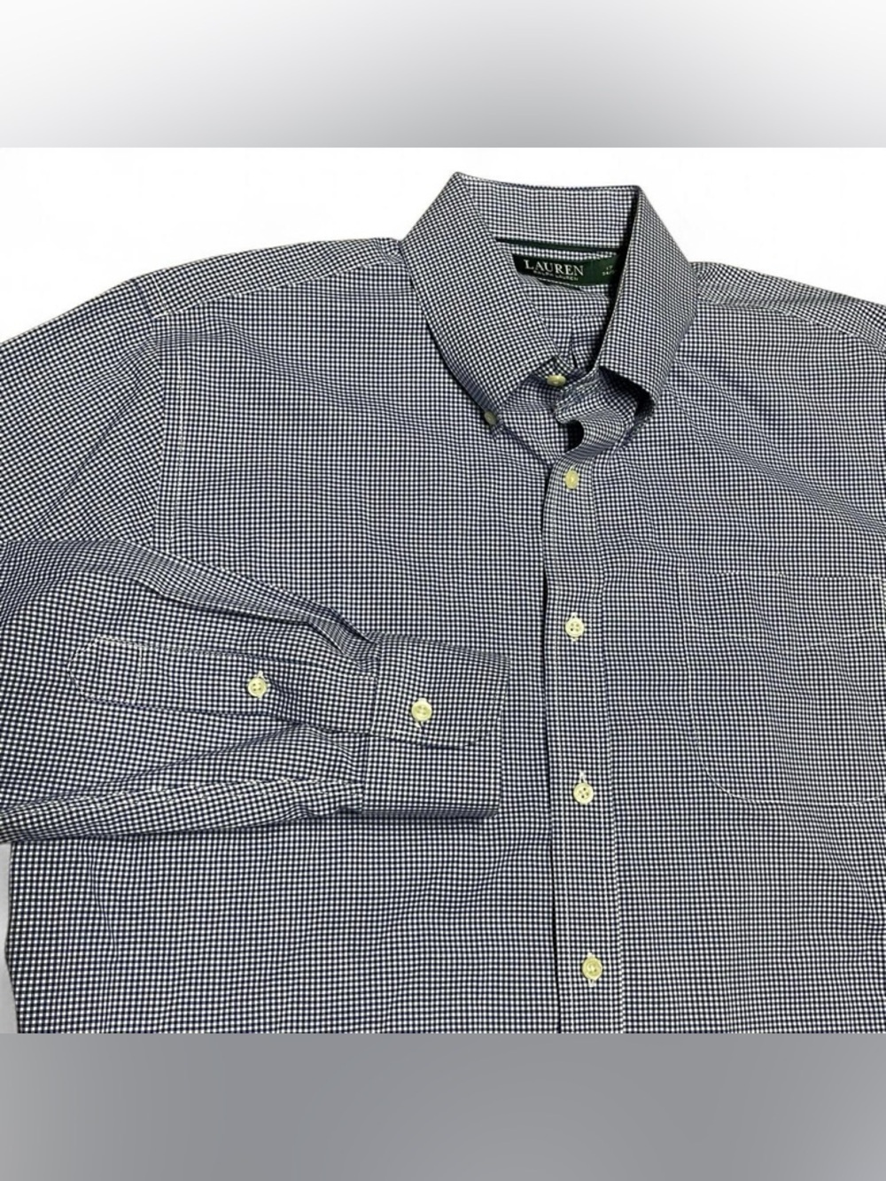 Lauren Ralph Lauren Dress Shirt Mens 17 34/35 White Blue Striped 100% Cotton